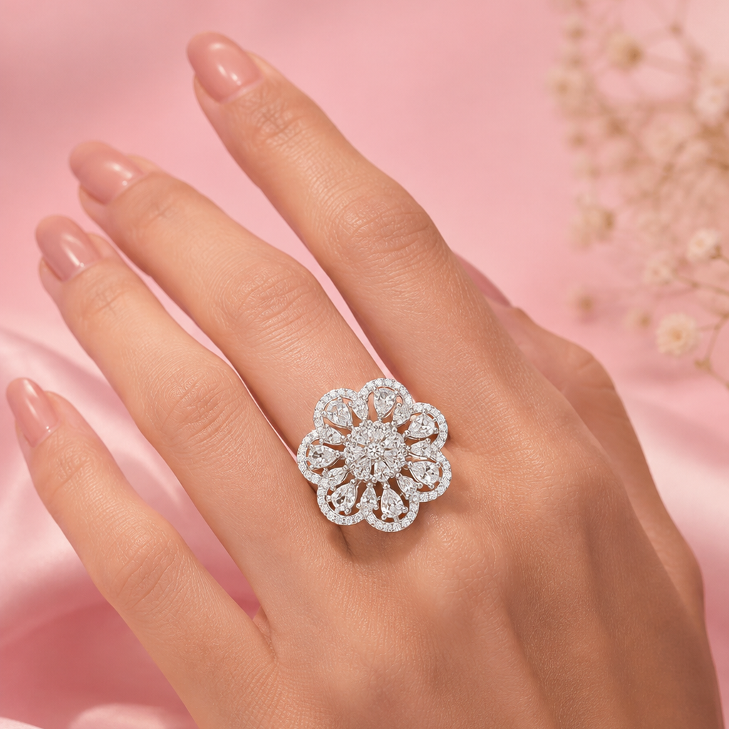 Celestial Bloom 925 Sterling Silver Ring