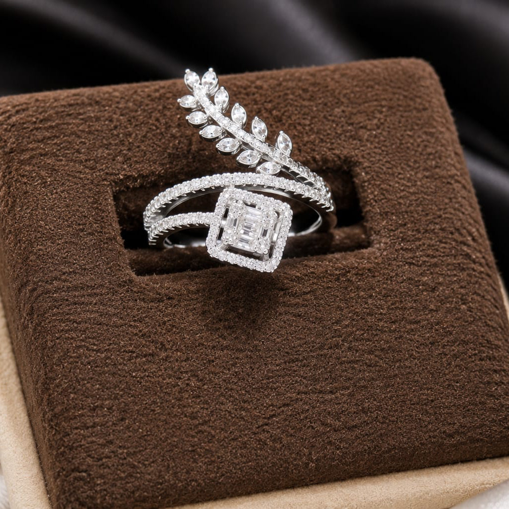 Eternal Leaf Solitaire 925 Sterling Silver Ring